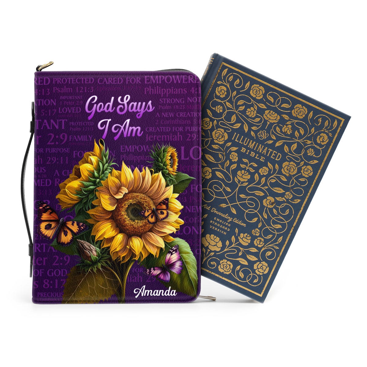 What God Says About You Leather Book Cover, Personalized Zippered Bible Cover With Handle, Worship Gifts For Women's Ministry, Christian Gift, Bible Covers Jesus Gifts